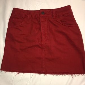 Red Denim Mini Skirt from Subdued ♥️